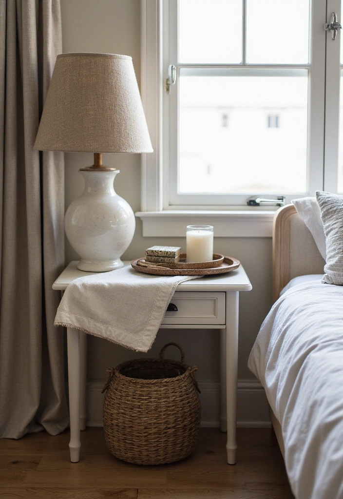 23 Bedside Table Ideas for Minimalist Home Decor - 4. Layered Textures for Depth