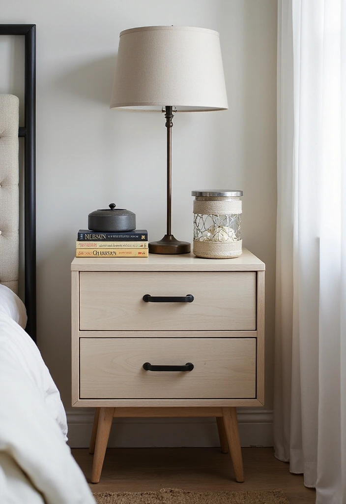 23 Bedside Table Ideas for Minimalist Home Decor - 8. Functional and Chic