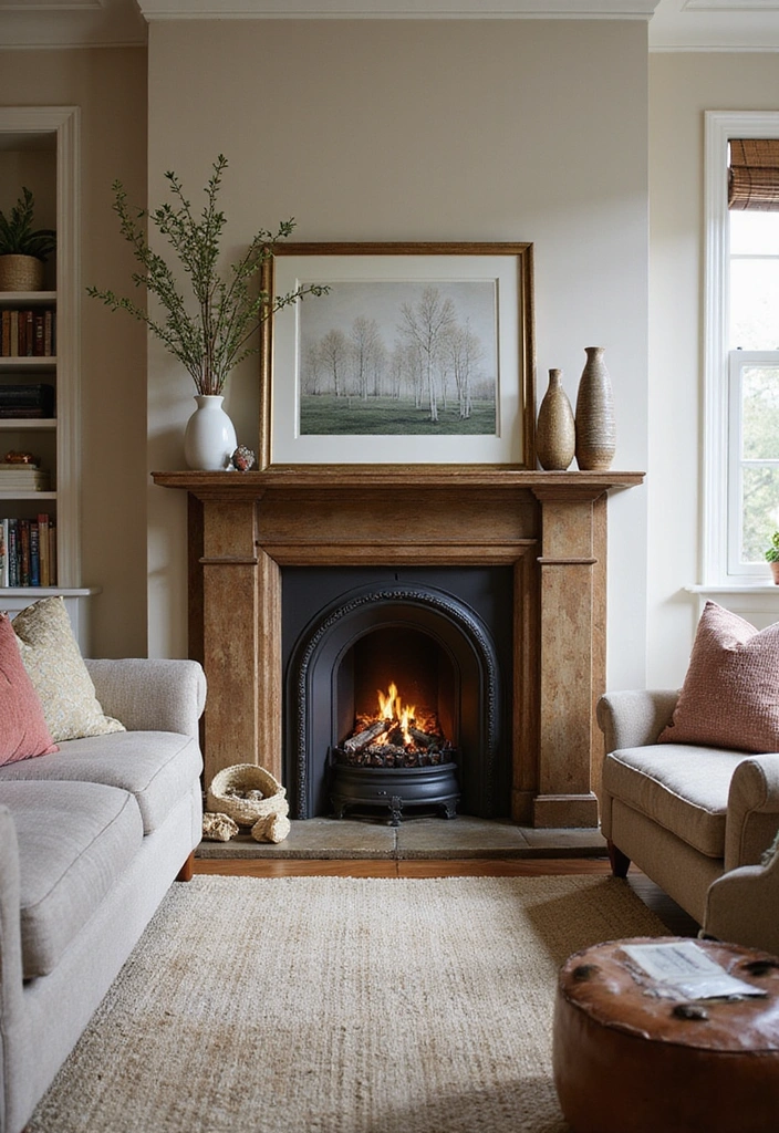 23 Boho Industrial Living Room Ideas - 15. Cozy Fireplaces