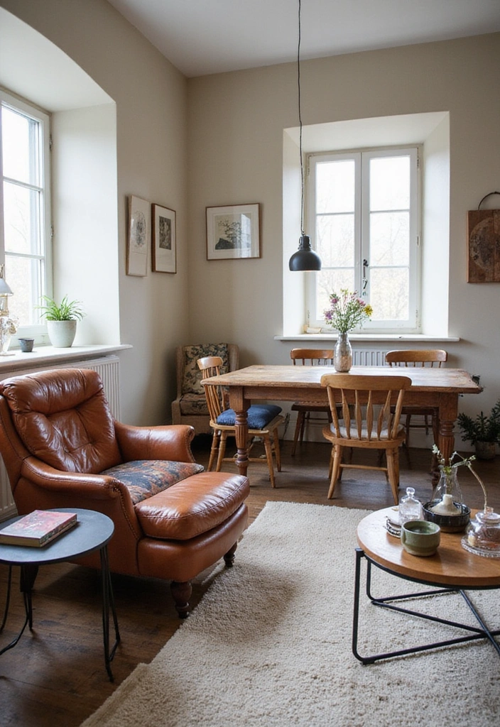 23 Boho Industrial Living Room Ideas - 5. Eclectic Furniture Choices