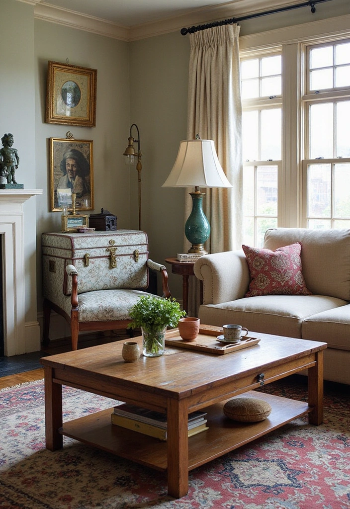 23 Boho Industrial Living Room Ideas - 8. Vintage Finds
