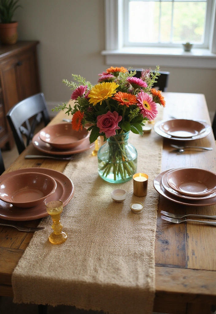 23 Dining Room Table Runner Ideas - 1. Nature-Inspired Jute Runners