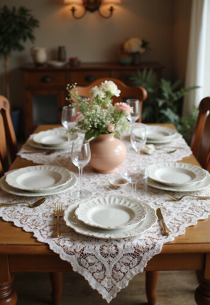 23 Dining Room Table Runner Ideas - 10. Vintage Lace Runners