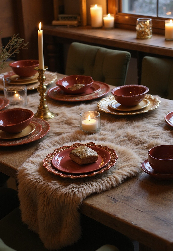 23 Dining Room Table Runner Ideas - 16. Faux Fur Runners