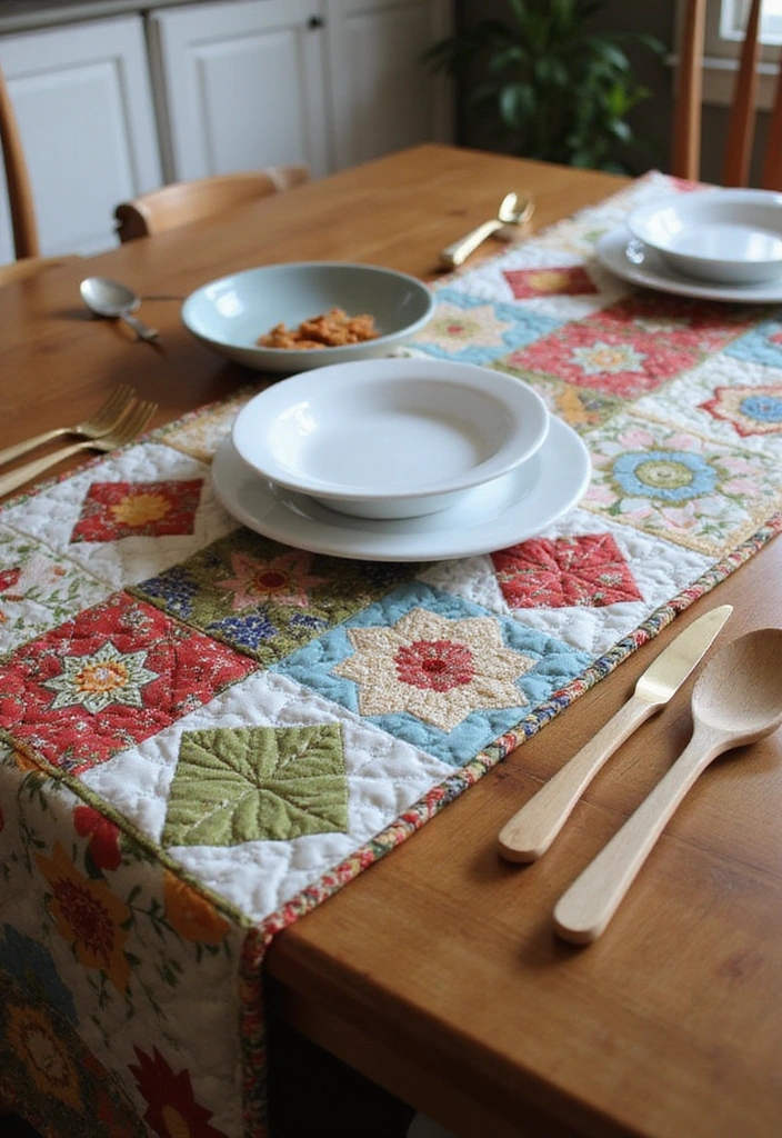 23 Dining Room Table Runner Ideas - 17. Quilted Fabric Runners