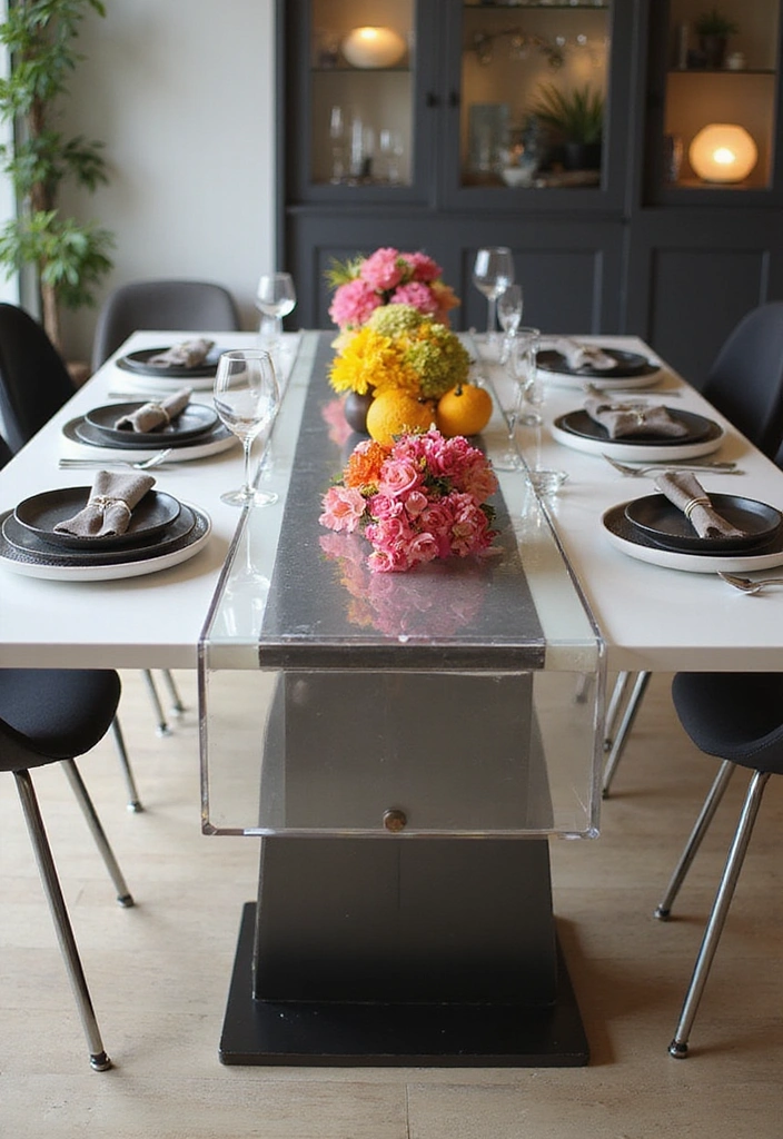 23 Dining Room Table Runner Ideas - 18. Clear Acrylic Runners