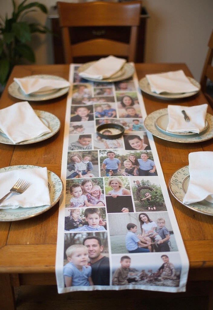 23 Dining Room Table Runner Ideas - 22. Personalized Photo Runners