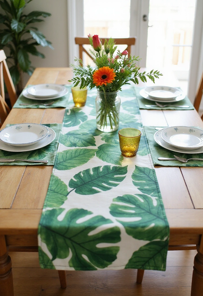 23 Dining Room Table Runner Ideas - 8. Botanical Print Runners