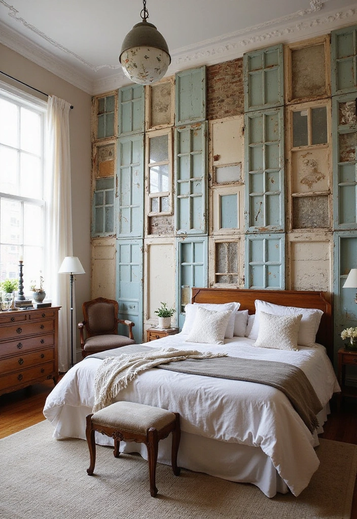 23 Eco-Friendly Bedroom Accent Wall Ideas - 12. Upcycled Materials
