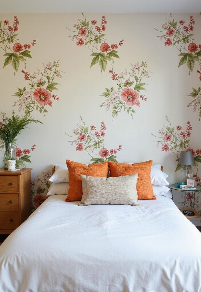 23 Eco-Friendly Bedroom Accent Wall Ideas - 2. Nature-Inspired Wallpaper
