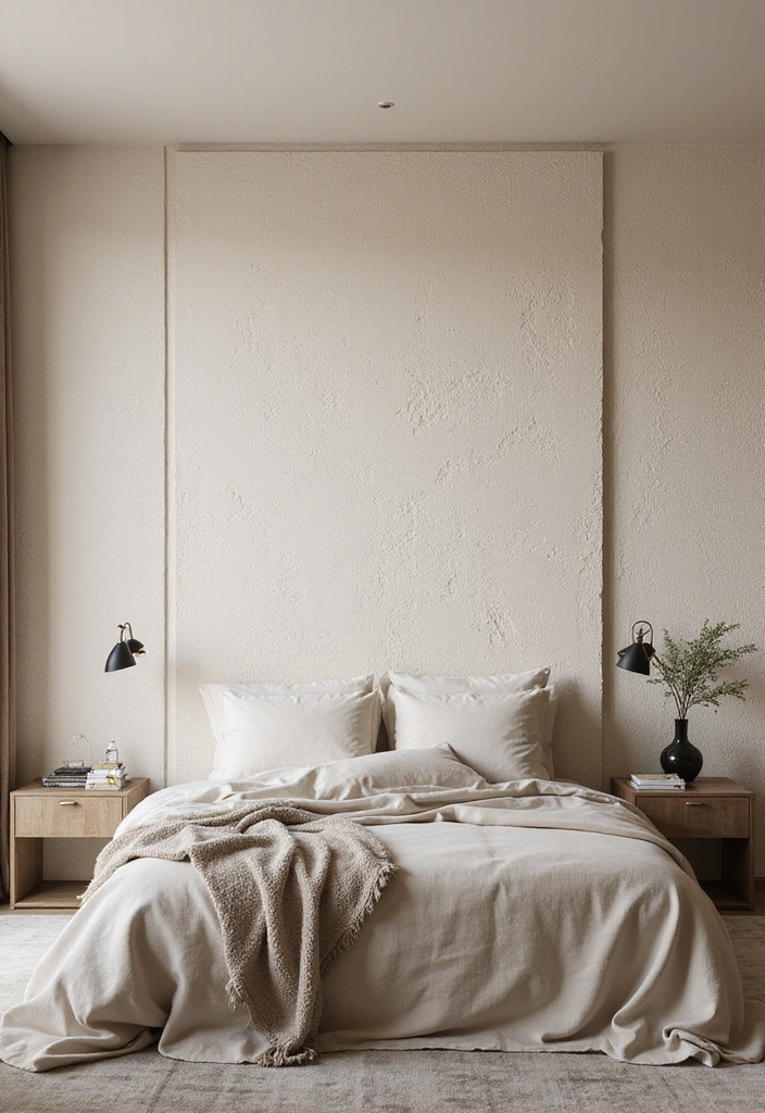 23 Eco-Friendly Bedroom Accent Wall Ideas - 4. Textured Plaster Finish