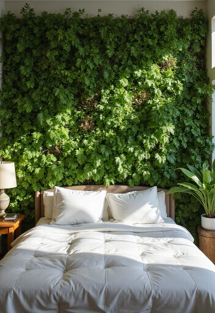 23 Eco-Friendly Bedroom Accent Wall Ideas - 5. Vertical Garden Wall
