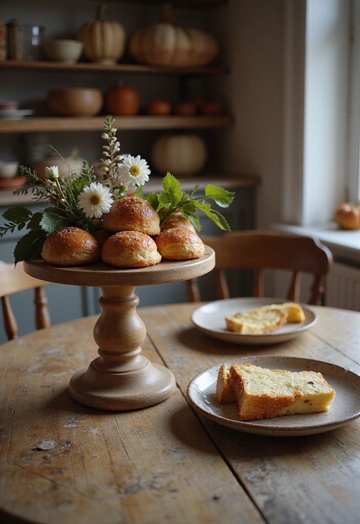 23 Simple Dining Table Centerpiece Ideas for a Rustic Farmhouse Vibe - 10. Farmhouse-Style Cake Stand
