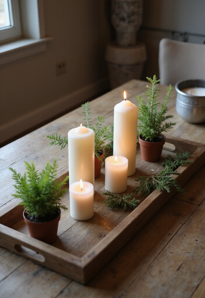 23 Simple Dining Table Centerpiece Ideas for a Rustic Farmhouse Vibe - 15. A Rustic Tray Display