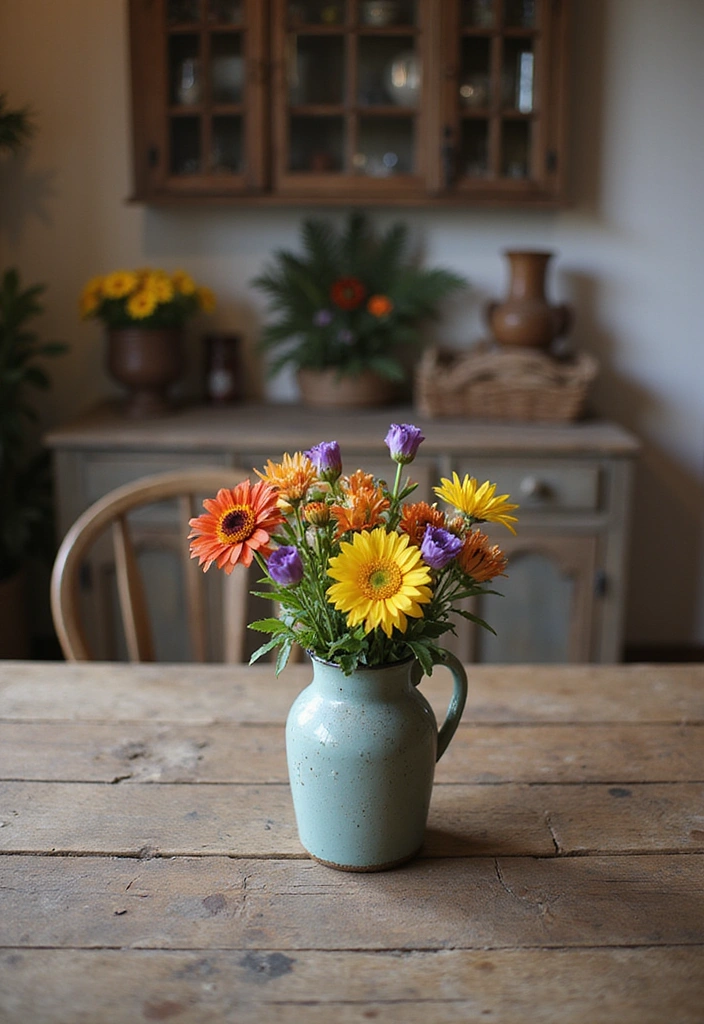 23 Simple Dining Table Centerpiece Ideas for a Rustic Farmhouse Vibe - 6. Simple Floral Arrangement