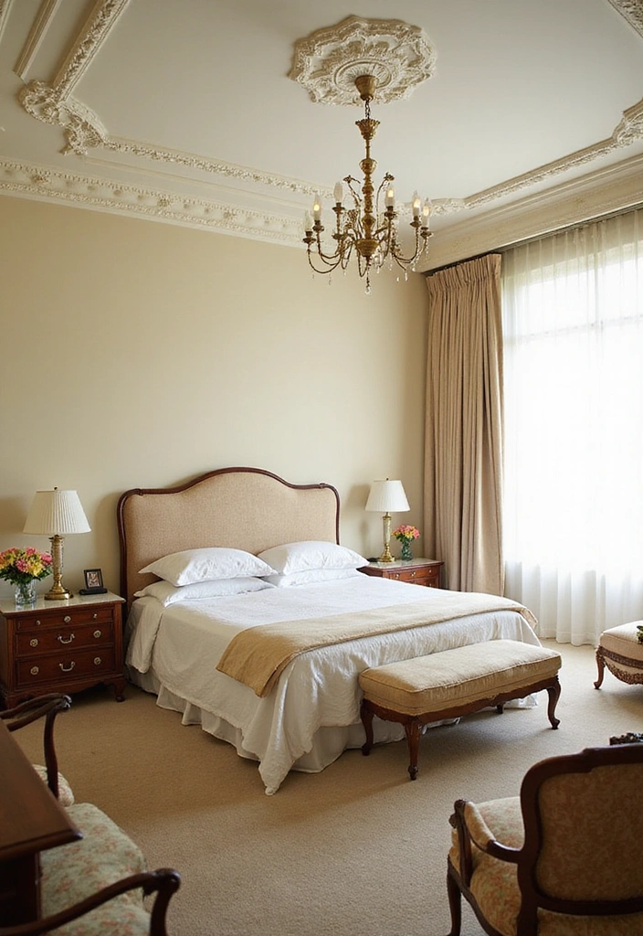 23 Stunning Bedroom Tray Ceiling Ideas for Luxurious Home Decor - 14. Vintage-Inspired Tray Ceilings