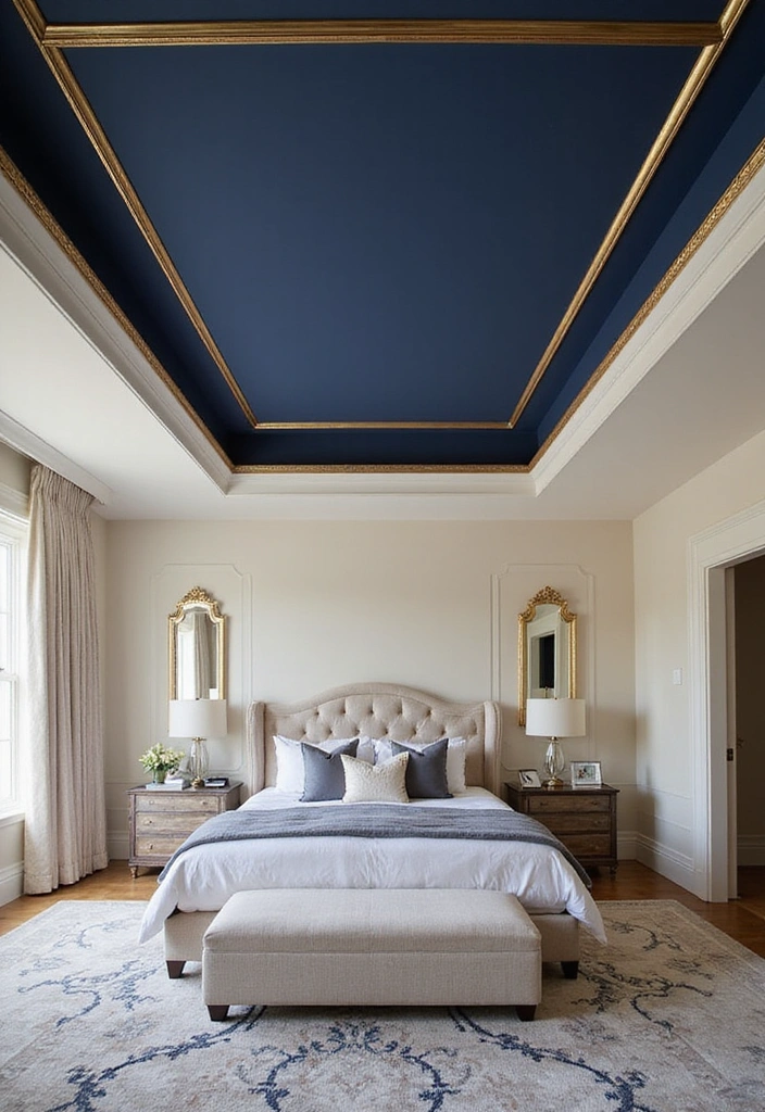 23 Stunning Bedroom Tray Ceiling Ideas for Luxurious Home Decor - 2. Bold Color Contrast in Tray Ceilings
