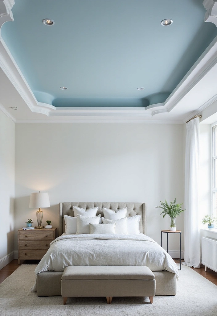 23 Stunning Bedroom Tray Ceiling Ideas for Luxurious Home Decor - 20. Creative Ceiling Paint Techniques