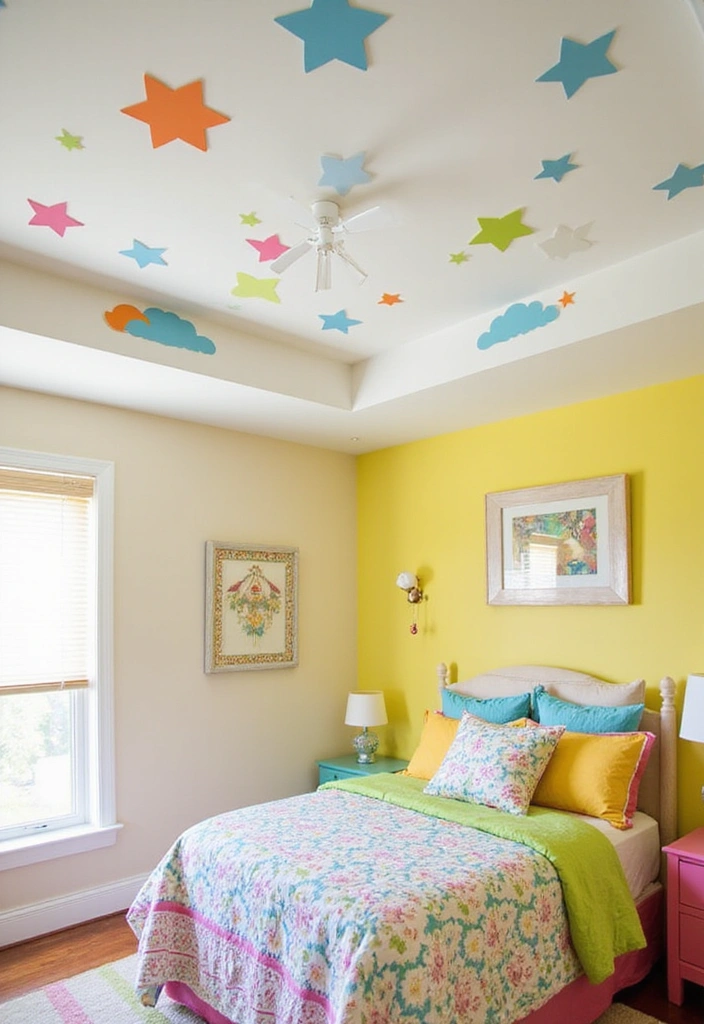 23 Stunning Bedroom Tray Ceiling Ideas for Luxurious Home Decor - 22. Ceiling Decals for Easy Decoration