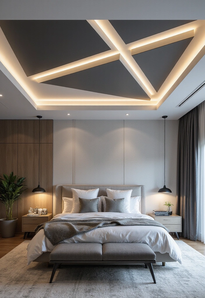 23 Stunning Bedroom Tray Ceiling Ideas for Luxurious Home Decor - 3. Geometric Patterns in Tray Ceilings