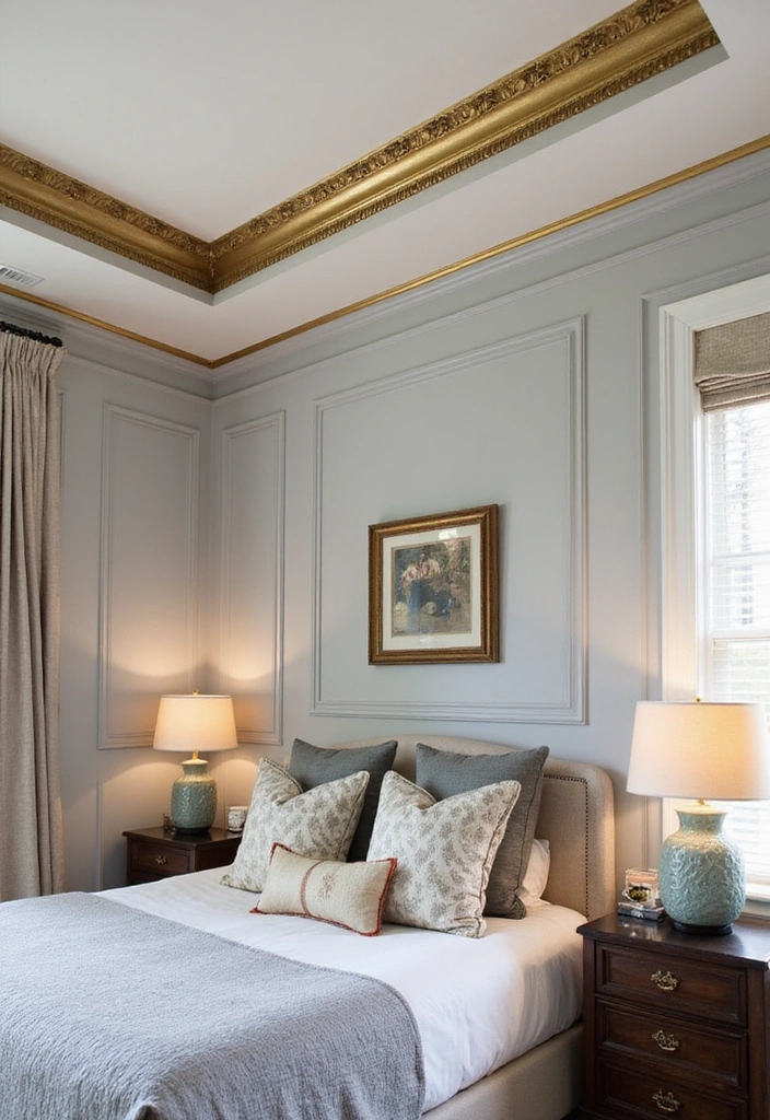 23 Stunning Bedroom Tray Ceiling Ideas for Luxurious Home Decor - 7. Incorporating Crown Molding