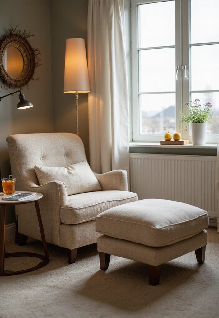 24 Bedroom Chair Ideas for Lounging - 12. Cozy Ottoman Chair for Extra Comfort