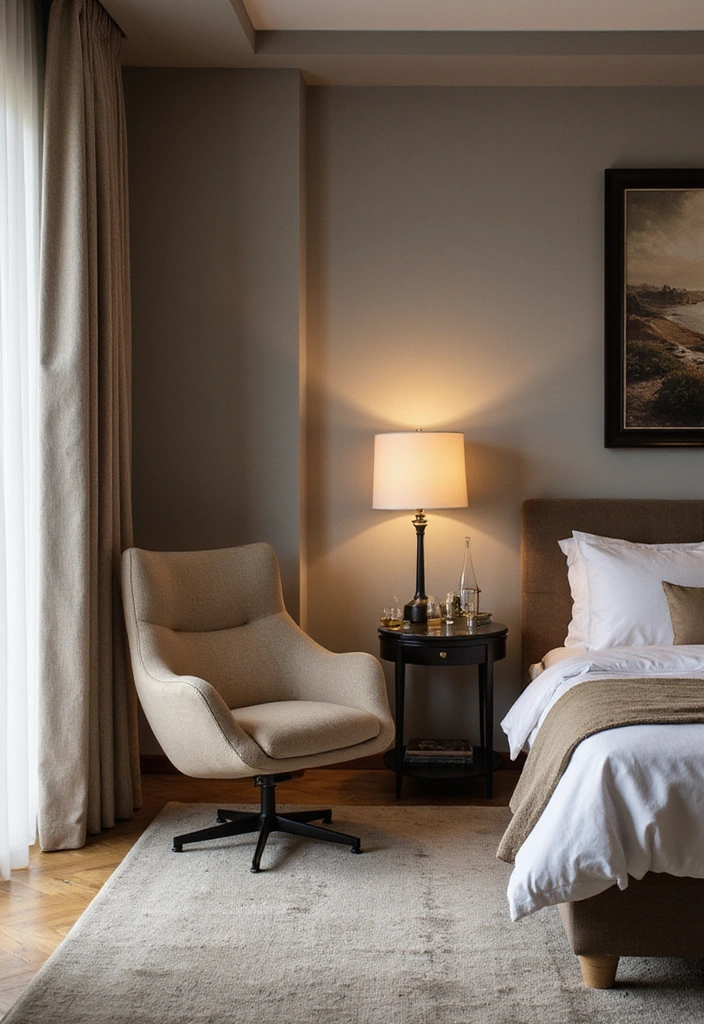 24 Bedroom Chair Ideas for Lounging - 15. Swivel Chair for Dynamic Spaces