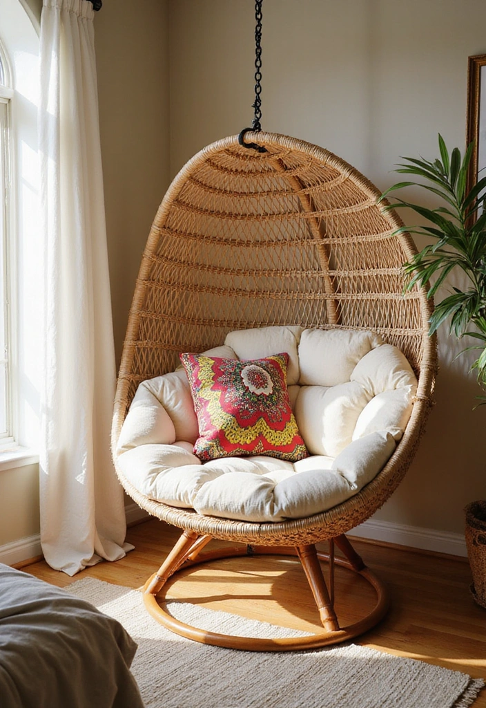 24 Bedroom Chair Ideas for Lounging - 18. Cozy Papasan Chair for Relaxation