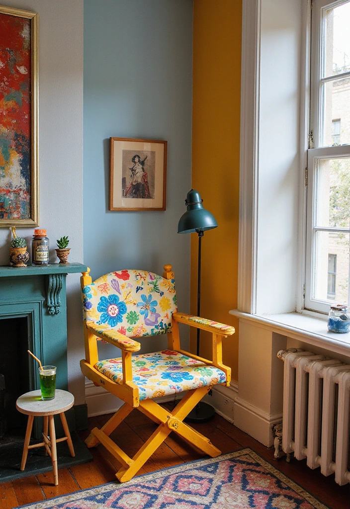 24 Bedroom Chair Ideas for Lounging - 23. Artistic Director's Chair for a Creative Touch