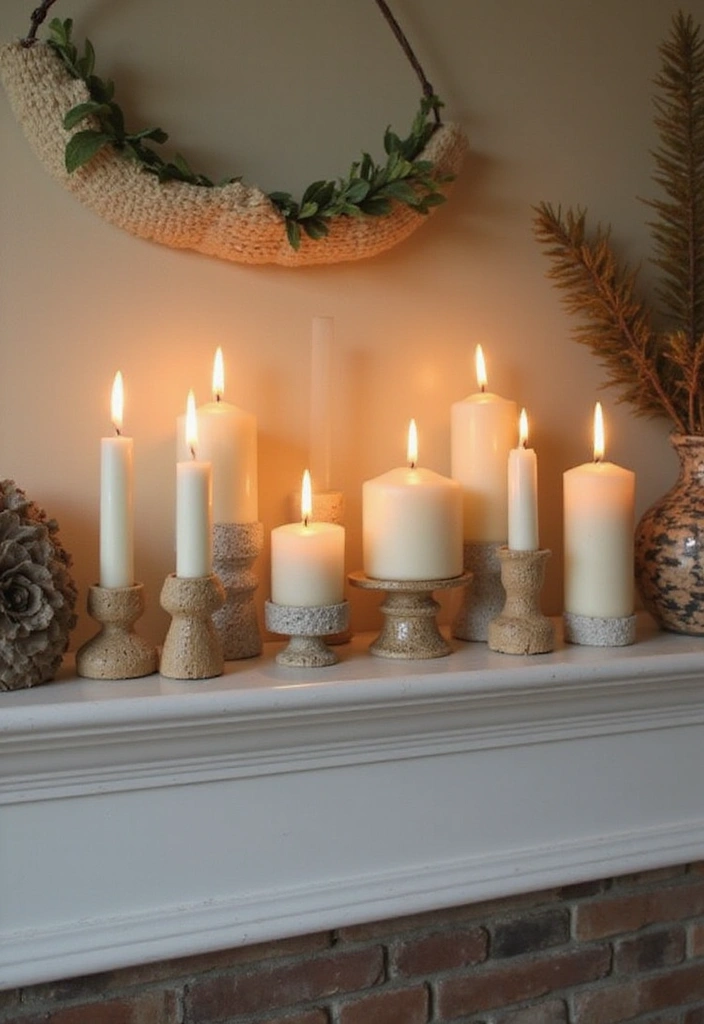 24 Coastal Fireplace Ideas - 12. Candle Displays