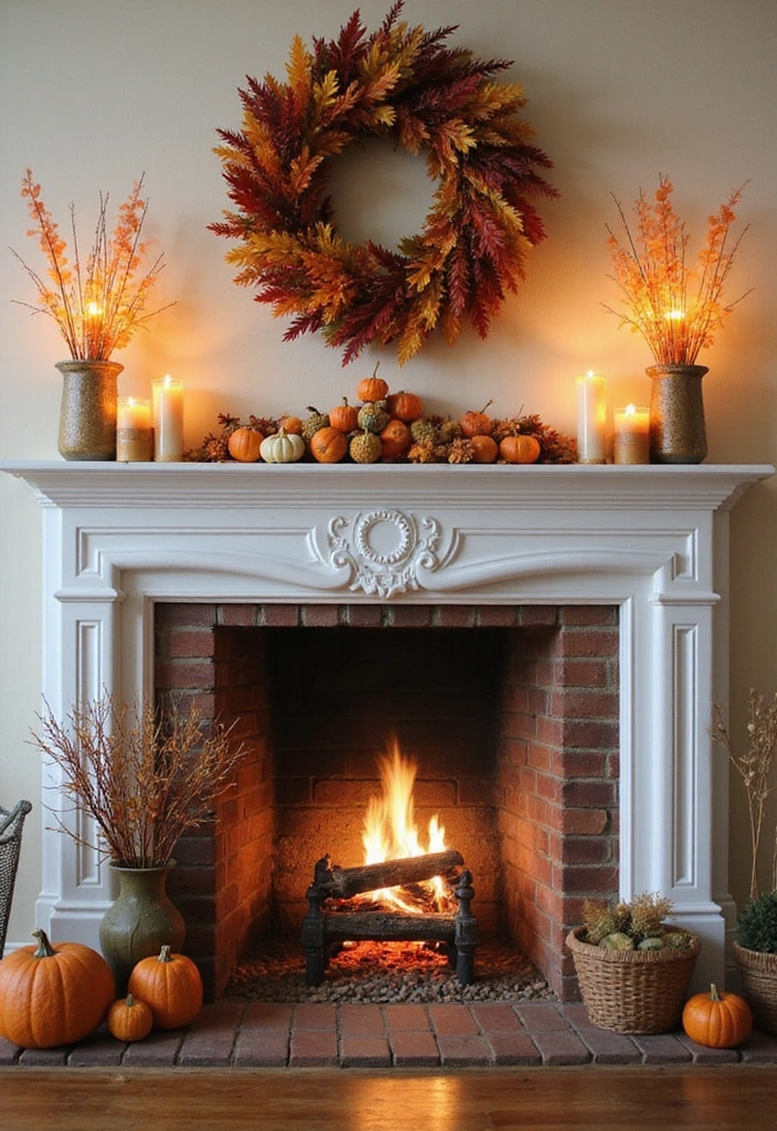 24 Coastal Fireplace Ideas - 14. Seasonal Decor