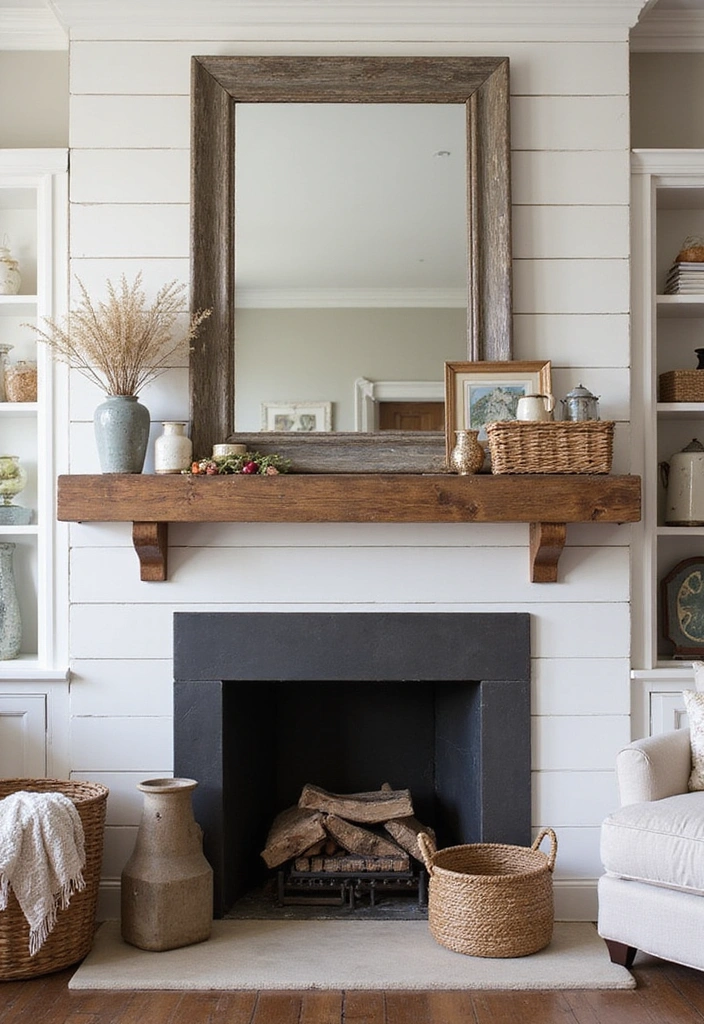 24 Coastal Fireplace Ideas - 19. Farmhouse Charm