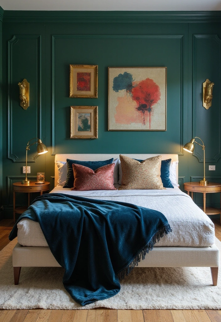 24 Dark Cozy Bedroom Ideas - 2. Jewel Tones
