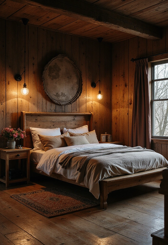 24 Dark Cozy Bedroom Ideas - 22. Warmth of Wood