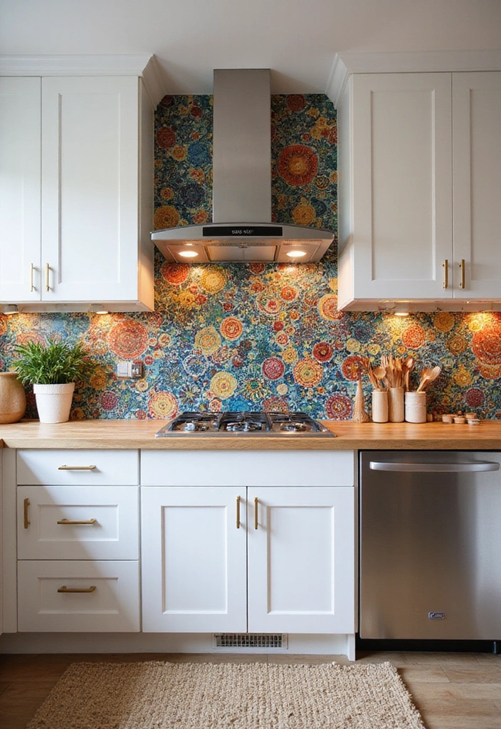 24 Kitchen Backsplash Ideas with White Cabinets - 15. Artistic Murals