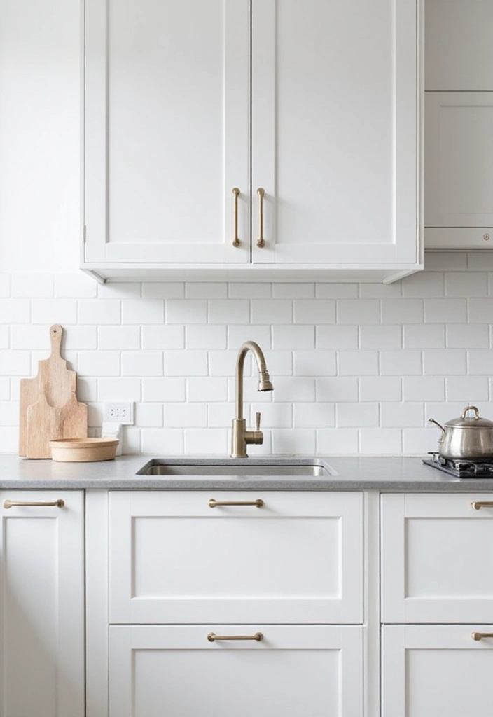 24 Kitchen Backsplash Ideas with White Cabinets - 23. Minimalist White Tiles