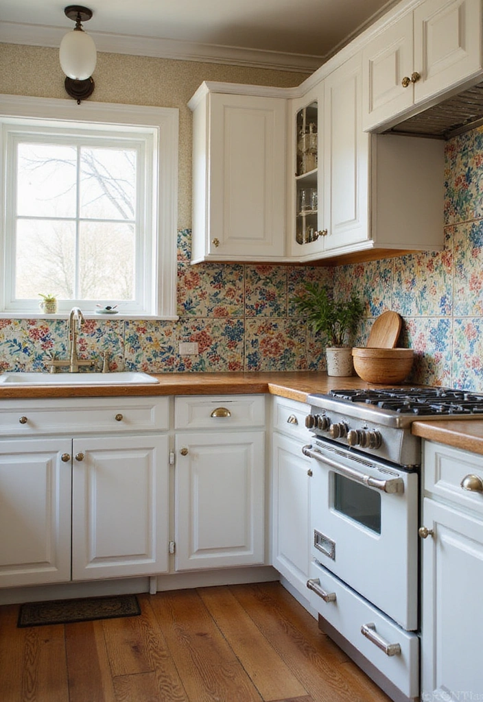 24 Kitchen Backsplash Ideas with White Cabinets - 5. Painted Tin Tiles