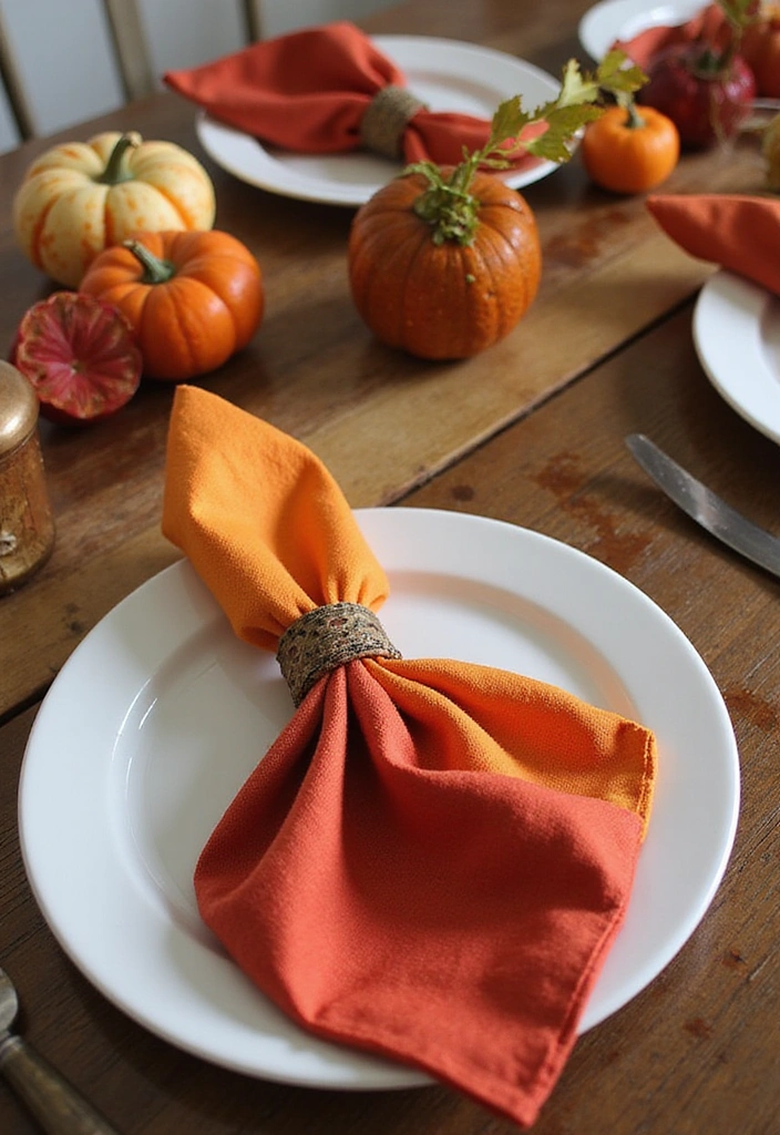 24 Thanksgiving Table Decor Ideas on a Budget - 7. Colorful Cloth Napkin Folding