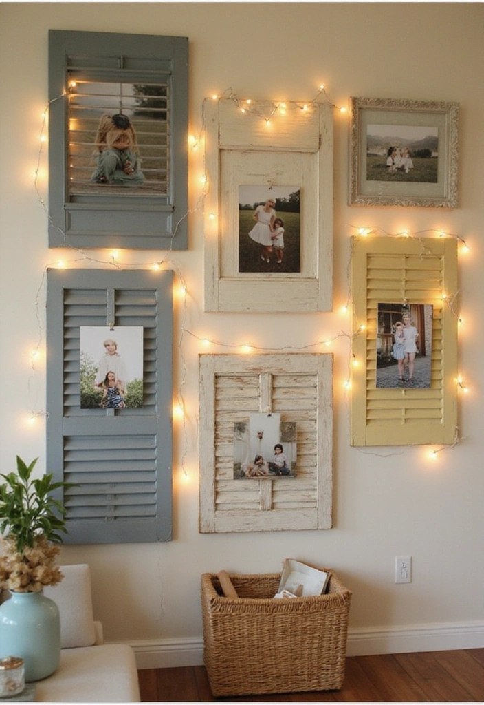 24 Vintage Window Shutter Decor Ideas - 12. Shutter Picture Frames