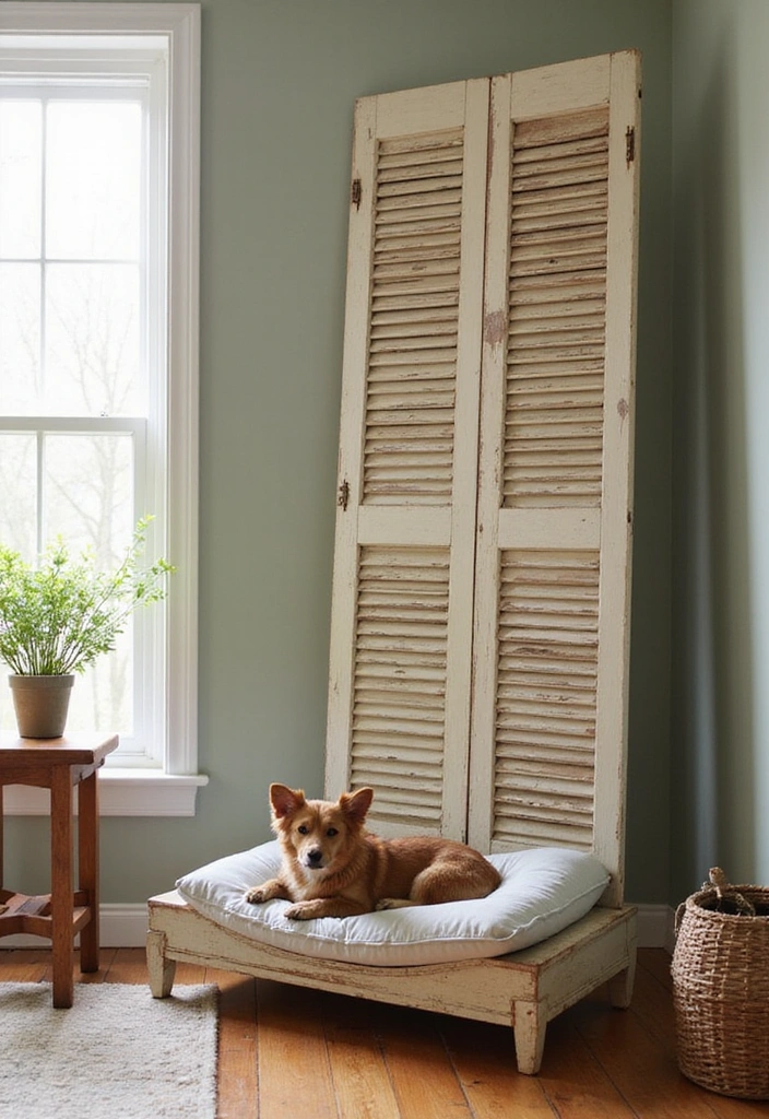 24 Vintage Window Shutter Decor Ideas - 15. Shutter Pet Beds