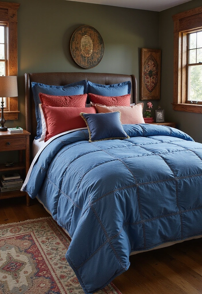 24 Western Bedding Ideas - 15. Denim Bedding