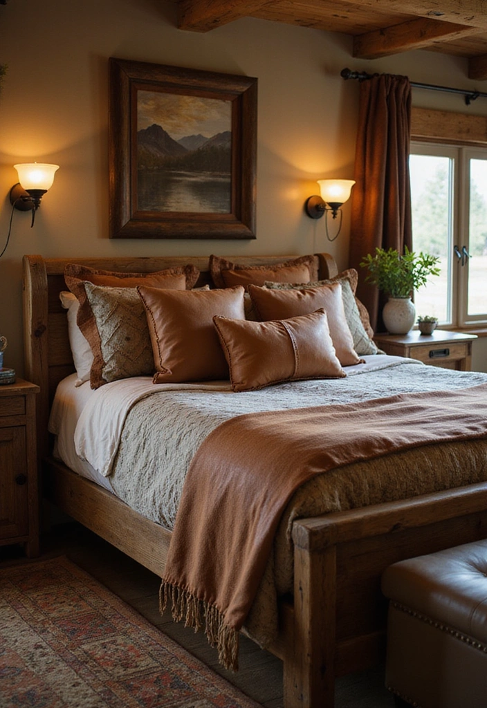 24 Western Bedding Ideas - 16. Leather Accents