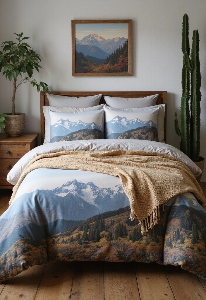 24 Western Bedding Ideas - 19. Western Landscape Prints