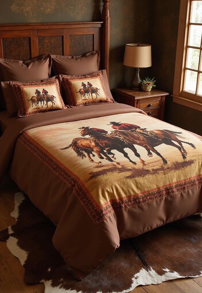 24 Western Bedding Ideas - 2. Cowboy-Themed Bedspread