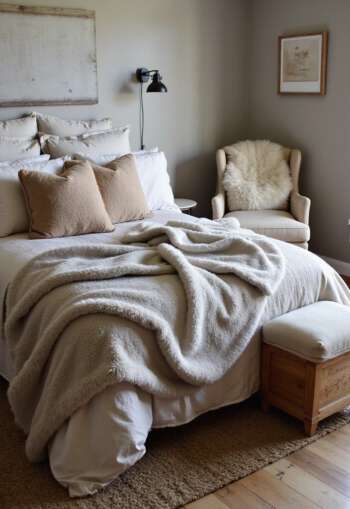 24 Western Bedding Ideas - 5. Faux Fur Accents