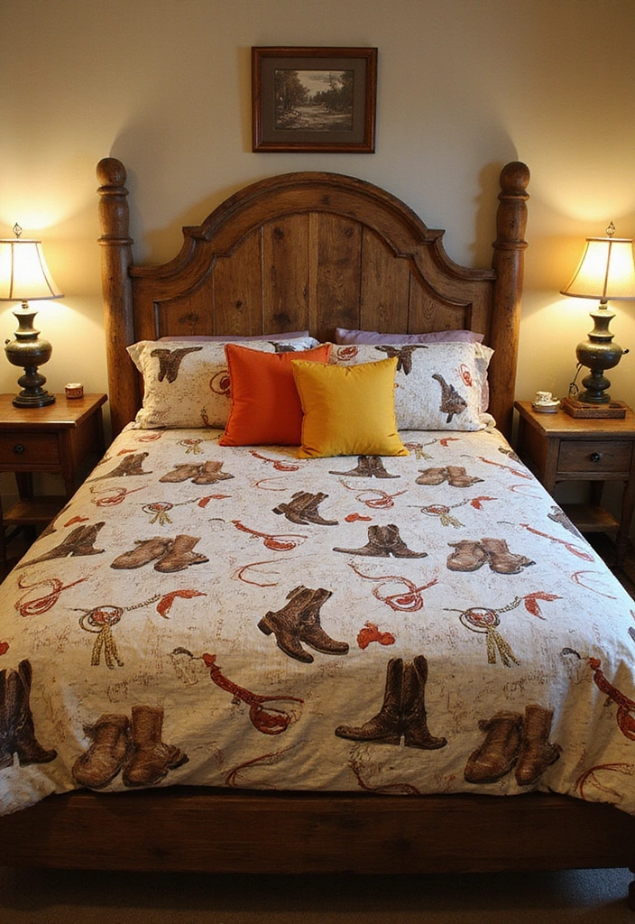 24 Western Bedding Ideas - 7. Vintage Western Prints
