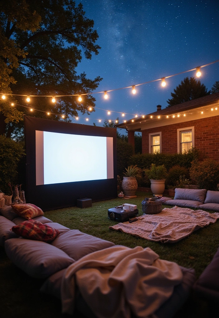 25 Bali Backyard Ideas: Transform Your Space into a Luxurious Retreat - 14. Outdoor Movie Setup