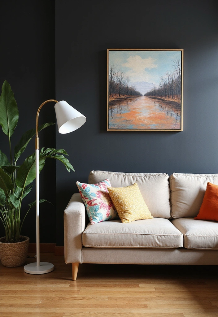 25 Black and Beige Living Room Ideas - 1. Bold Black Accent Wall