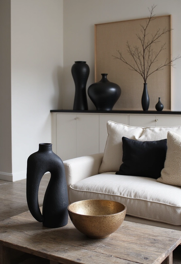 25 Black and Beige Living Room Ideas - 16. Black and Beige Decorative Accents