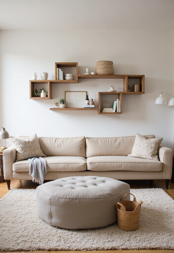 25 Black and Beige Living Room Ideas - 17. Smart Storage Solutions